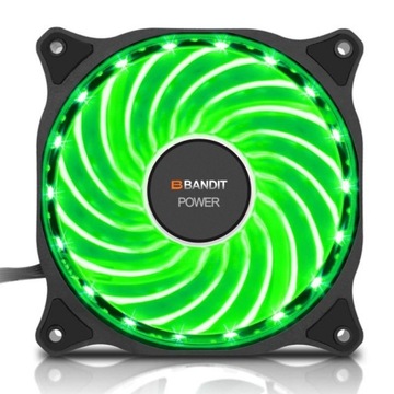 WENTYLATOR KOMPUTEROWY SILENT - 15 LED - GREEN ZIELONY MOLEX, BARDZO CICHY