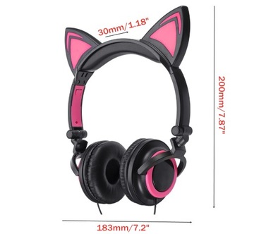 СКЛАДНЫЕ НАУШНИКИ CAT EAR, СВЕТОДИОДНАЯ ПОДСВЕТКА