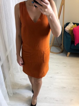 sukienka h&m pomaranczowa Zara na ramiaczkach