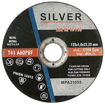 SILVER 125 x 1,0 mm TARCZA TARCZE DO CIĘCIA METALU