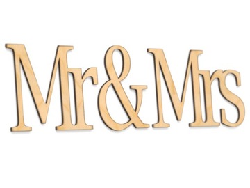3D деревянные надписи на стене - Mr & Mrs