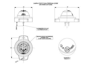 Габаритный фонарь передний, белый светодиодный габаритный 12/24В LD 358