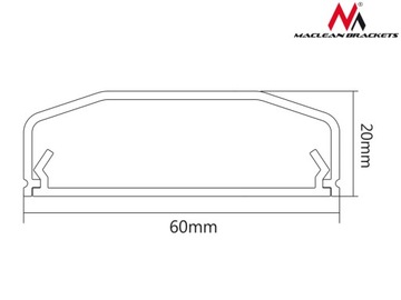 LISTWA MASKUJĄCA KABLI 75cm SREBRNA ALUMINIOWA MASKOWNICA MACLEAN MC-693S