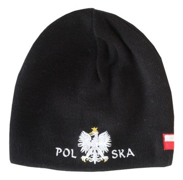 Czapka zimowa Polska : cienki splot : wzór C04