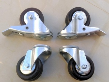 Комплект колес 4 шт. ОТВЕРСТИЕ 80 мм ПОВОРОТНЫЕ КОЛЕСА 300 КГ.