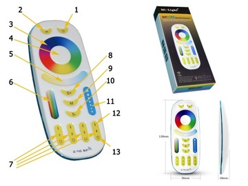 MILIGHT REMOTE+SMART СВЕТОДИОДНАЯ ЛАМПА RGB+CCT WIFI 12Вт