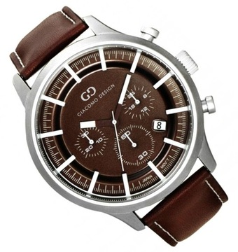Klasyczny zegarek męski na pasku skórzanym Giacomo Design GD01002 + GRAWER