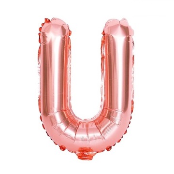 Balon Literka Litera U Urodziny Różowe Złoto 40cm