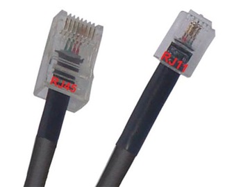 Kabel przejściówka 4 m REDUKCJA RJ45 - RJ11 czarny