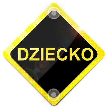 DZIECKO ODBLASK NA CZARNO AUTO SAMOCHÓD PRZYSSAWKI