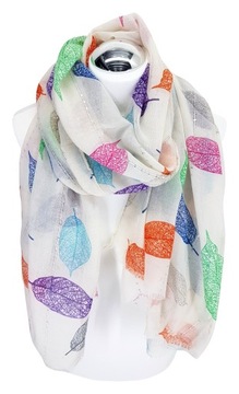 DUŻY SZAL SZALIK BAWEŁNIANY LISCIE CEKINY