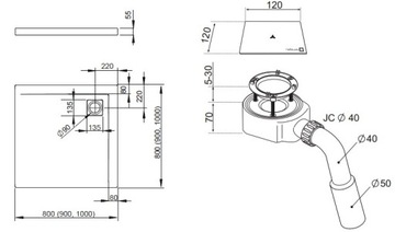 душевой поддон RADAWAY ARGOS C 90x90 плитка + СИФОН