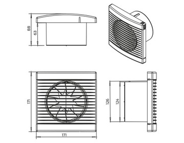 Wentylator fi 125 mm PLAY Standard cichy