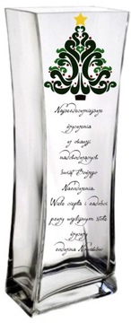 Элегантная ваза с принтом, БОЛЬШАЯ ТОЛСТАЯ СТЕКЛЯННАЯ подарочная С ПОСВЯЩЕНИЕМ, ГРАВИРОВКА