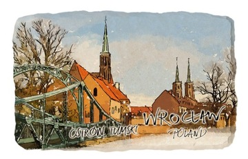 Magnes na lodówkę kamień WROCŁAW most Tumski 019A