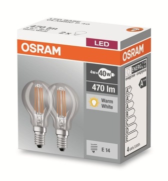 2x Żarówka LED FILAMENT OSRAM E14 40W CIEPŁA RETRO