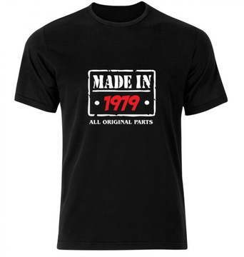 Koszulka na urodziny męska czarna MADE IN 1979