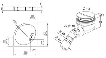 RADAWAY PATMOS КОМПАКТНЫЙ ДУШЕВОЙ ПОДДОН 80x80 ДОМ + SY