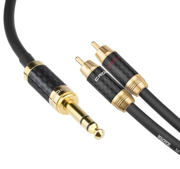 Kabel przewód 6,3 Jack stereo - 2x RCA Klotz 1,5m