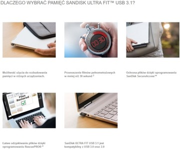 Флеш-накопитель Sandisk Ultra Fit Mini USB 3.1 емкостью 32 ГБ