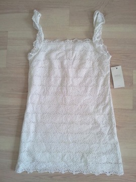 ZARA sukienka tunika biała koronkowa haft 36 S