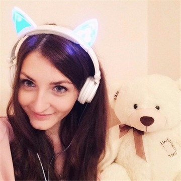 СКЛАДНЫЕ НАУШНИКИ CAT EAR, СВЕТОДИОДНАЯ ПОДСВЕТКА