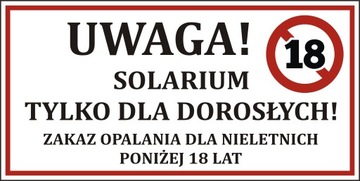 Tabliczka PCV - SOLARIUM TYLKO DLA DOROSŁYCH