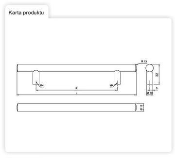 UCHWYT MEBLOWY RELINGOWY 384MM STAL SZCZOTKOWANA