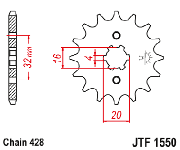 КОМПЛЕКТ ПРИВОДА YAMAHA YZF R125 DID+JT