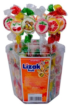 Lizaki deseniowe Karmel owocowe lizak 8g 100sztuk