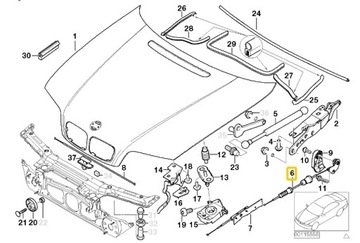 BMW 3 E46 ТРОС ОТКРЫТИЯ КАПОТА