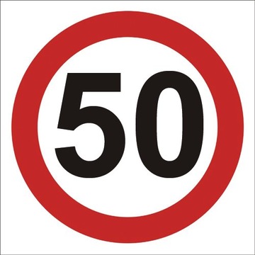 NAKLEJKA OGRANICZENIE PRĘDKOŚCI 50 km/h 40x40 CM