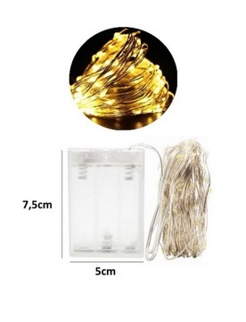 50 светодиодных проводных ламп, батарейки 5 м.