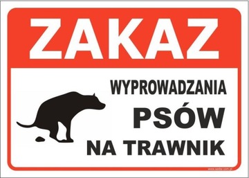 TABLICZKA ZAKAZ WYPROWADZANIA PSÓW NA TRAWNIK