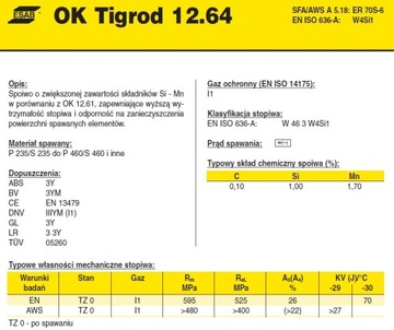 ESAB OK TIGROD 12.64 2,0 ​​5 кг сварочная проволока