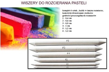 wiszery do rozcierania pasteli - komplet 6 sztuk