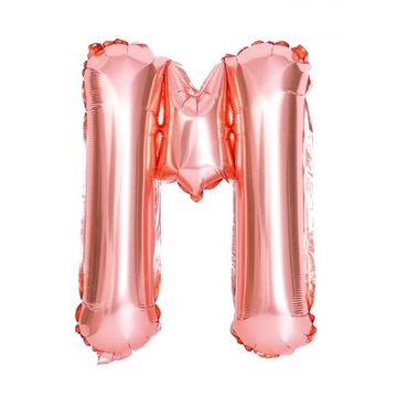 Balon Literka Litera M Urodziny Różowe Złoto 40cm
