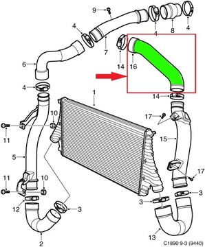ШЛАНГ ТУРБОИНТЕРКУЛЕРА SAAB 9-3 2.2 TiD