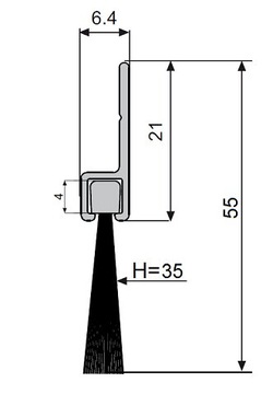 ЩЕТКА ДЛЯ УПЛОТНЕНИЯ ДВЕРЕЙ PROFIX H=35мм L=2м