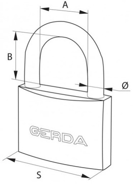 Замок навесной латунный GERDA антикоррозийный, сертификат 50 мм.