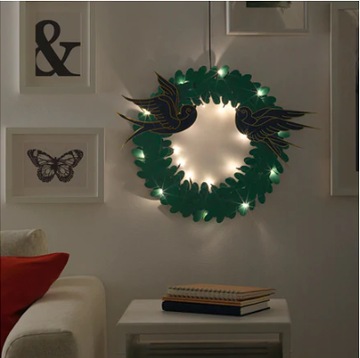 IKEA STRALA lampa wisząca wianek led zielony