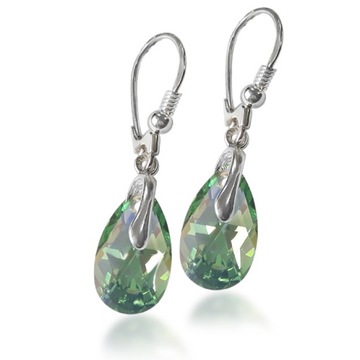 SWAROVSKI KOLCZYKI SREBRNE KRYSZTAŁY PERIDOT AB