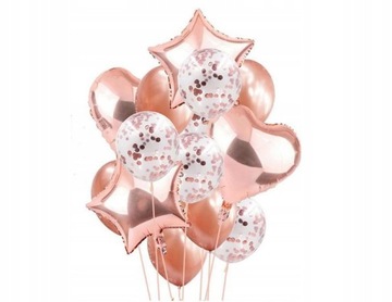 Zestaw balony GOLD ROSE róż-złote Ślub Urodziny
