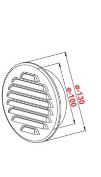 Вентиляционная решетка из нержавеющей стали с ФЛАНЦЕМ диаметром 100 мм.