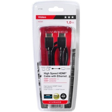HDMI-HDMI 1m 2.0 3D ARC 4K UHD/HDR 18Gbps VIVANCO SKLEP Z KABLAMI W-WA