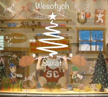 РОЖДЕСТВЕНСКИЕ НАКЛЕЙКИ 100см УКРАШЕНИЕ ОКОННОГО СТЕКЛА 10