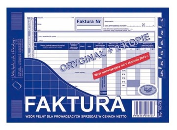 103-XE FAKTURA PROWADZĄCYCH SPRZEDAŻ NETTO