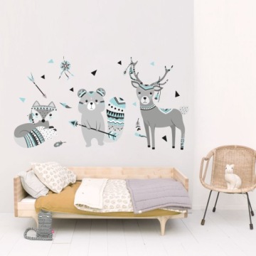 Наклейка на стену МЕДВЕДЬ ЛИСА СОВА ОЛЕНЬ Индийский XXL