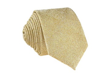 KRAWAT WĄSKI ŚLEDŹ 6 cm - ECRU ZŁOTO BEŻOWY