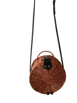 Torebka wiklinowa okrągła pasek BOHO +obszycie